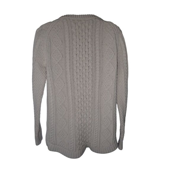 LL Bean Signature Tunic Fisherman Sweater XS Cream Cable Knit Side Zip Crewneck - Picture 5 of 6